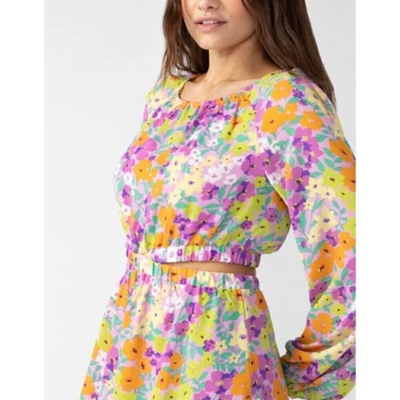 SANCTUARY - 🎉HPx2🎉 NWT - L XL Chiffon Floral Blouson Sleeve Cut-Out Mini Dress - Picture 13 of 16